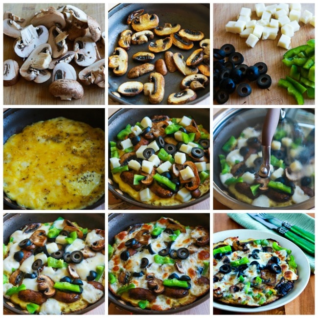 Low-Carb Egg-Crust Vegetarian Breakfast Pizza process shots collage